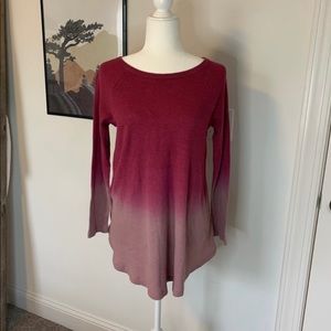 Olivia Sky Maroon to Gray Ombre Long Shirt